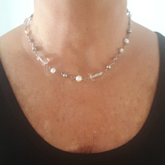 Silpada pearl and quartz crystal necklace - Picture 4 of 4